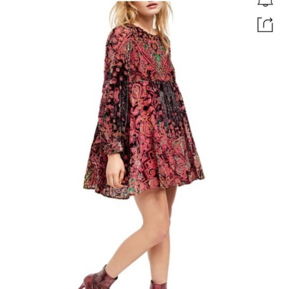 Free People Dresses & Skirts - Free People Mirror Mirror Long Sleeve Velvet Dress